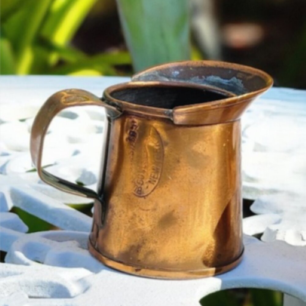 Antique Vintage New York Stamp Handcrafted Copper Pitcher 2.75"x2.25"